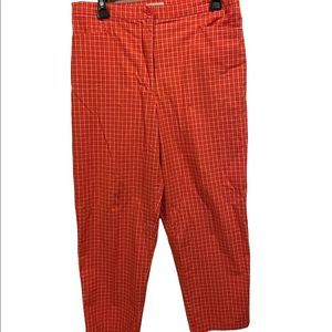 Crossroads Tangerine Plaid Cropped High Waist Coastal Granny Cotton Stretch Pant